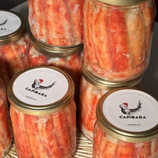 Königskrabbenfleisch kaufen Deutschland, Königskrabbe im eigenen Saft, Krabbe erste Phalanx Norwegen, Premium Meeresfrüchte Lieferung Deutschland, CAPIBARA Krabbe 520g